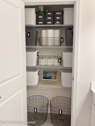 Guest bath linen closet makeover.