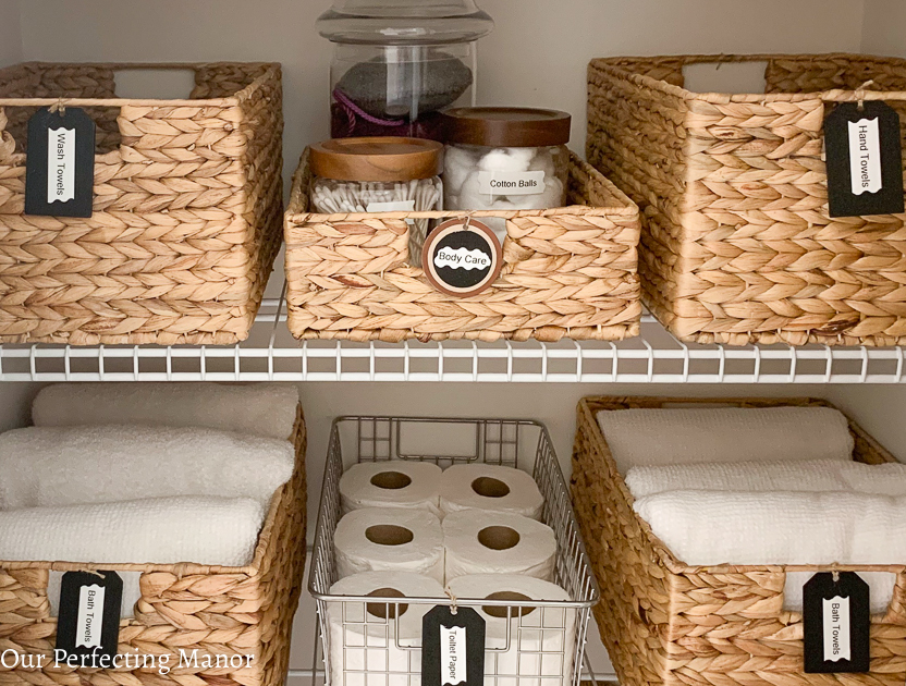 Easy Bathroom Linen Closet Organization