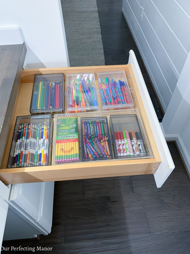 File Cabinet Art Center + Storing Crafts & Homeschool Supplies