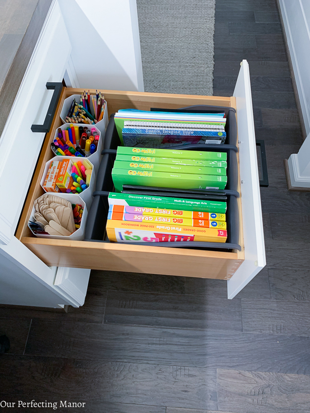 How to organize craft supplies in cabinets + drawers