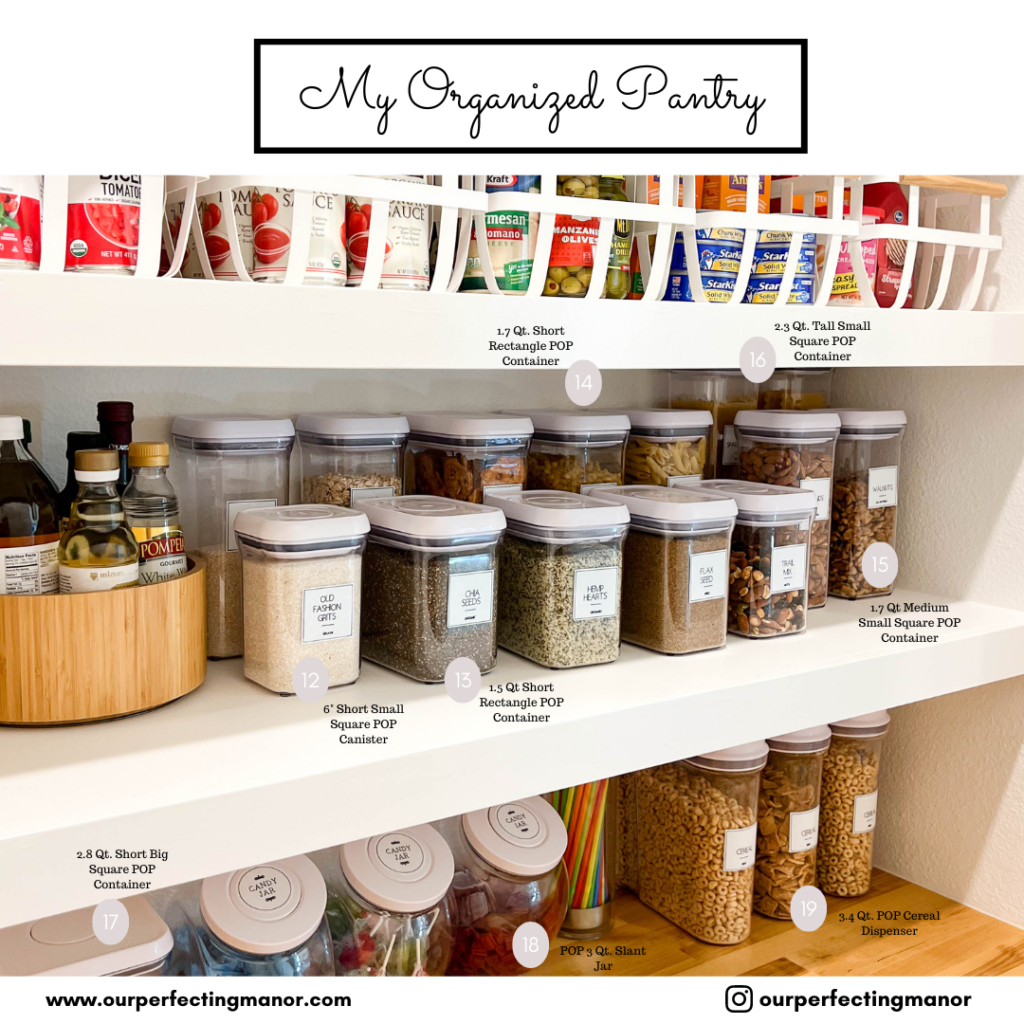 Organized pantry shelves