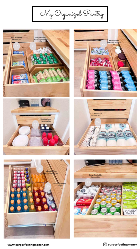 Organized pantry drawers