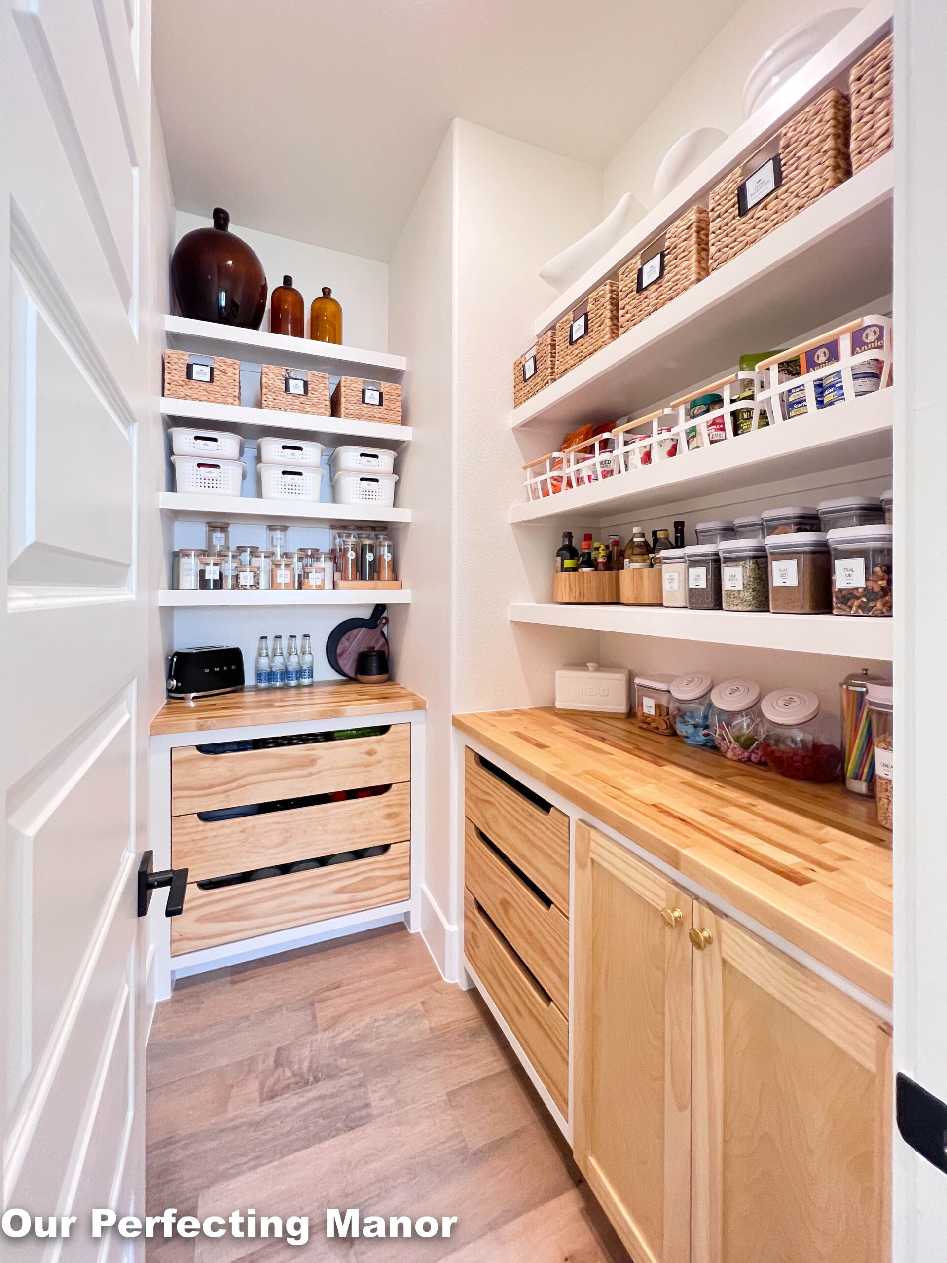 How I Use Cabinets as our Pantry + the New Pretty Organization!