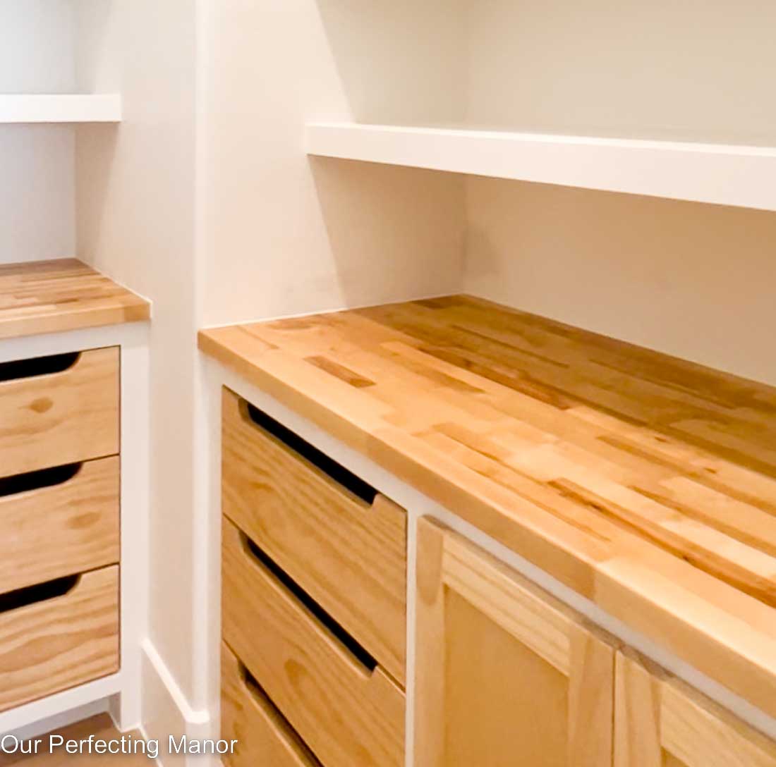 Pantry butcher block countertop